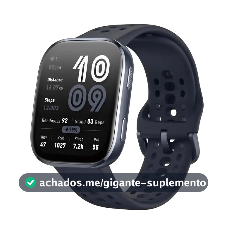 Smartwatch Amazfit Bip 6 com GPS e Tela 1.97" AMOLED para Android na Cor Preta