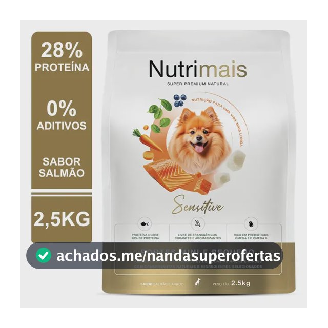 Ração Cães Pele Sensível Salmão Alta Proteína Nutrimais Sensitive 2.5kg