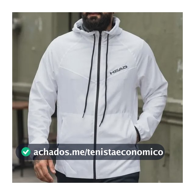 Jaqueta Corta-vento Head Tennis Hidrorrepelente Impermeável Branco M Hidrorrepelente