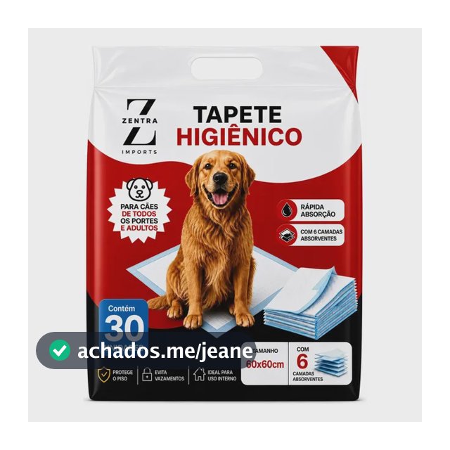 Tapete Higiênico Descartável Cachorro 30 Uni 1ª Linha 60x60