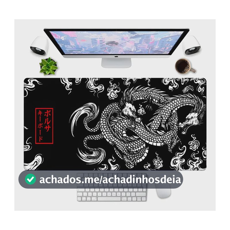 Mouse Pad Dragão Negro 70x30cm Chinês Japonês Premium Grande Dragão Oriental 70x30 | 1856 Dragaooriental