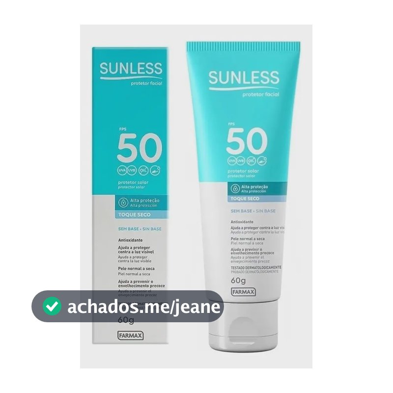 Protetor Solar Facial Fps50 Sunless Sem Base 60g Toque Seco Sem Cor