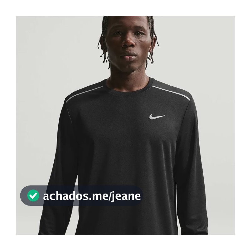 Camiseta Dri-fit Nike Manga Longa Uv Miler Masculina Preto M