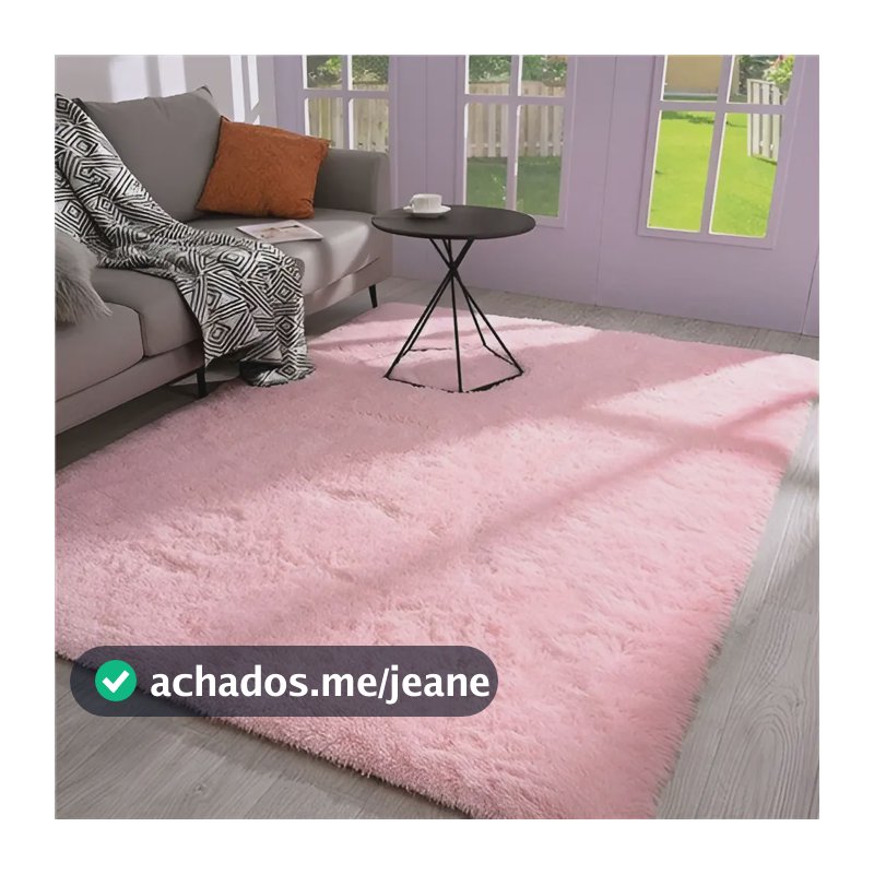 Tapete Felpudo de Pelo Alto para Sala e Quarto 2,00 x 1,50 m Rosa da Casa Laura Enxovais