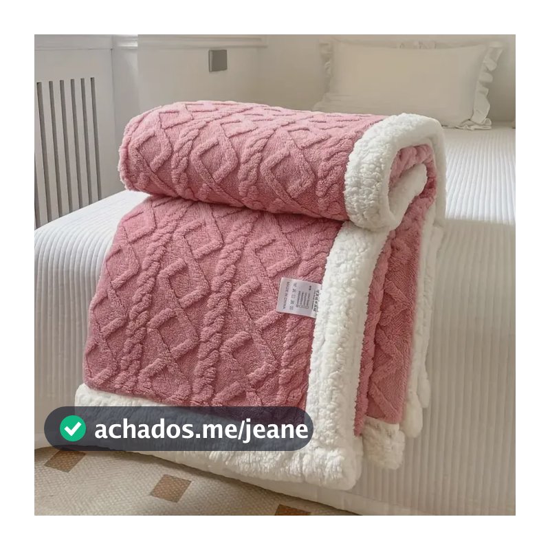 Cobertor Casal Manta Canelada Dupla Face C/ Sherpa 2,20x1,90 Rosa Bebe 1 Kg Rosa