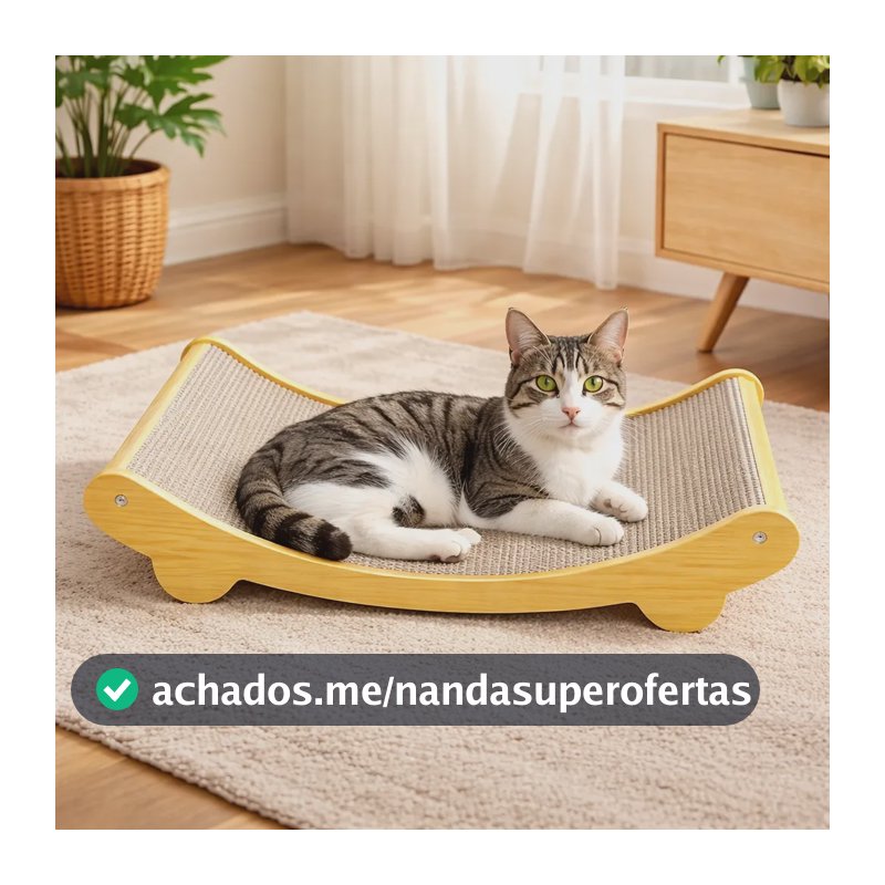 Arranhador Cama De Gato Sisal  Em Curvo 60x32x15