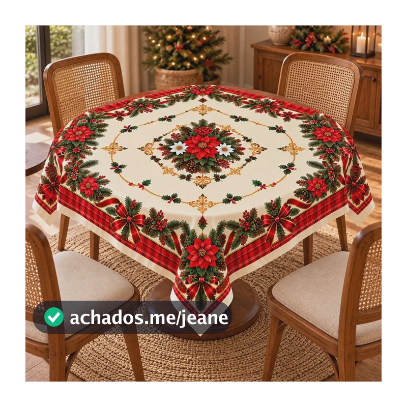 Toalha De Mesa Natalina 90x90 Cm Decoração E Enfeite Natal Natal Vintage