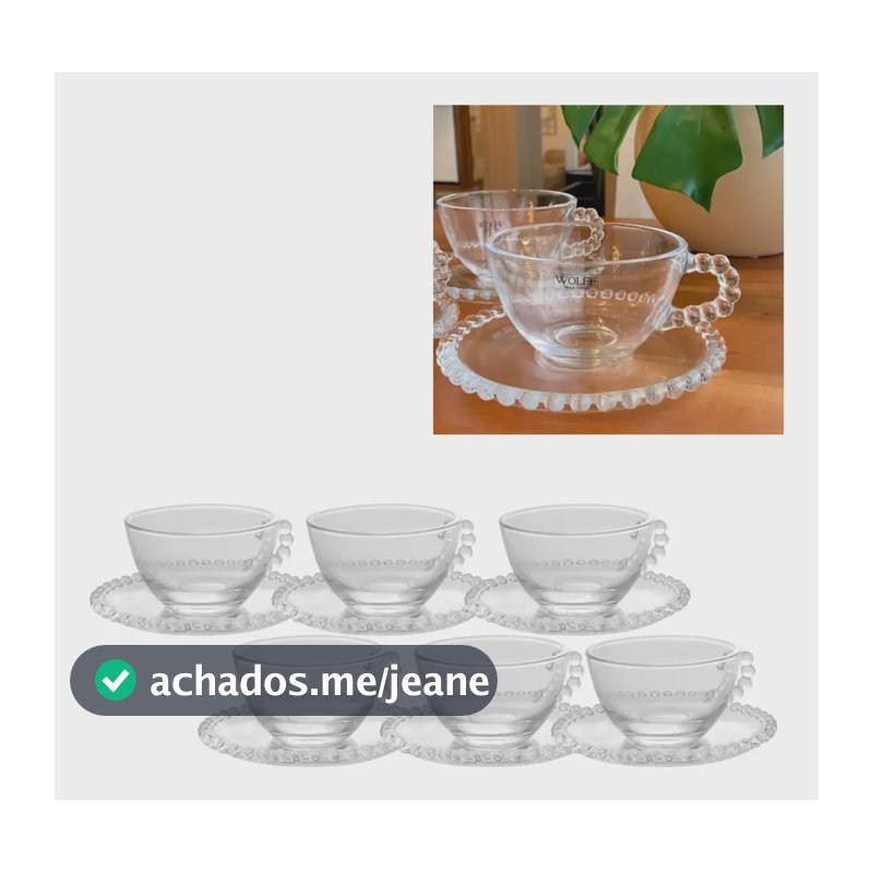 Jogo P/ Servir Café Chá Borda Perola Bolinhas Pearl Wolff Mesa Posta 12 Pçs Xicaras E Pires Redondo