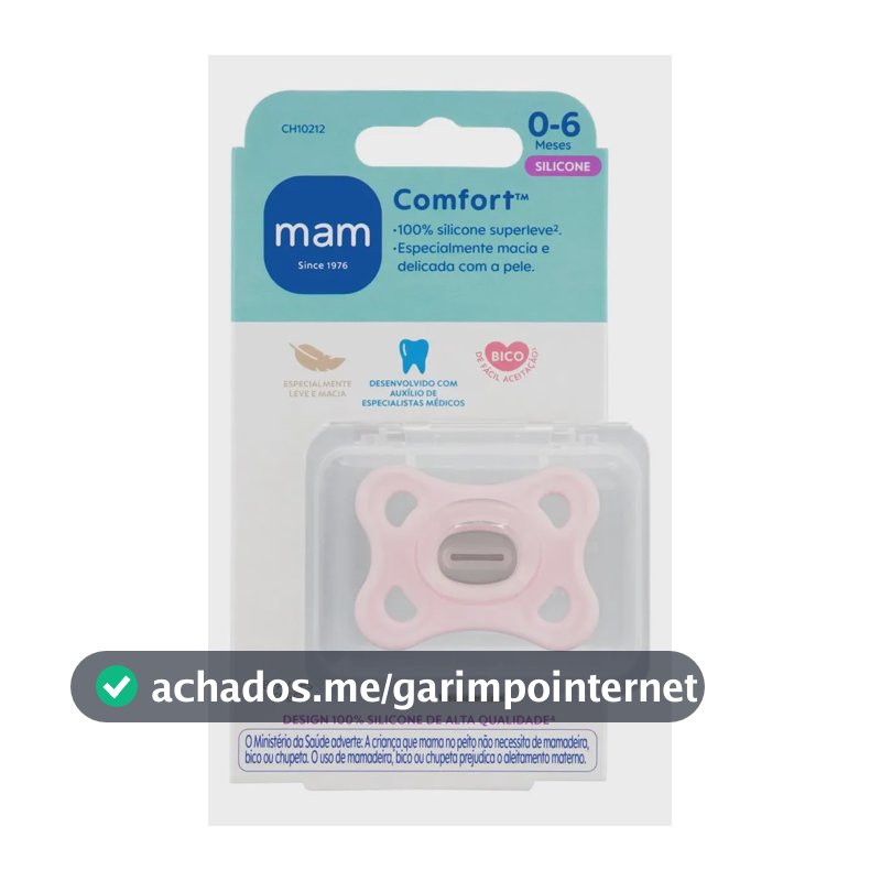 Chupeta Comfort 100% Silicone 0 à 6 meses rosa MAM