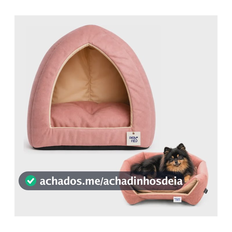 Caminha Casinha Cachorros Pet Toca Iglu 2 em 1 Inverno Suede Confortável - Patas Fiéis Rosa E Bege Liso