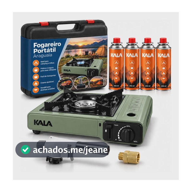 Kit Fogareiro Fogão Portátil Camping Com Gás E Maçarico 2.5kw - Kala