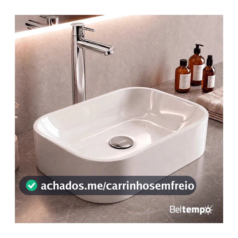 Cuba Pia De Apoio Sobrepor Retangular 37x27 Branca Para Banheiro Lavabo Beltempo BT-2010