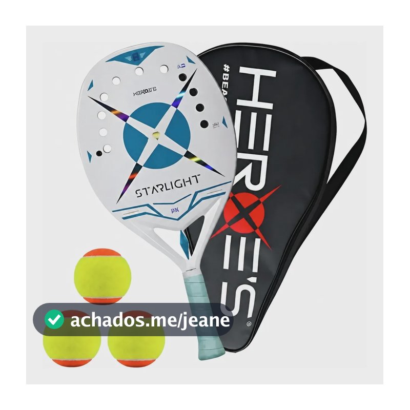 Raquete Beach Tennis Heroes Starlight C/ Tratamento E Brinde Azul-celeste