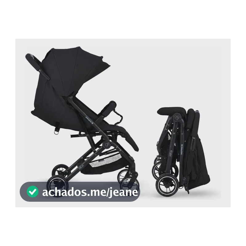 Carrinho De Bebê Ultracompacto Recém-nascido Até 15kg Ruby Ruby Black Preta