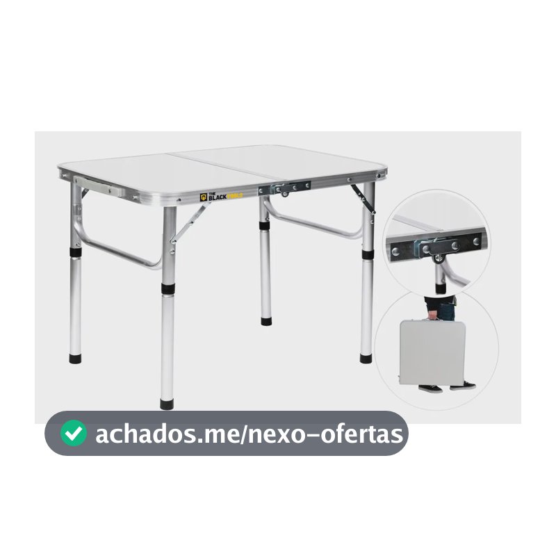 Mesa Dobrável Alumínio 90x60cm Vira Maleta Com Alça Portátil Camping Praia The Black Tools