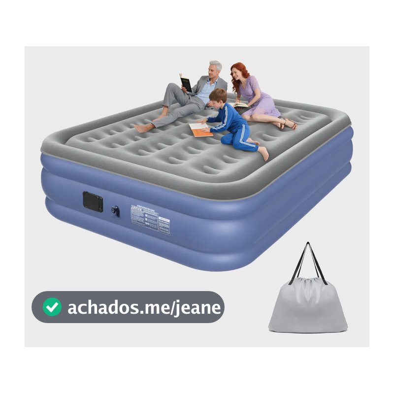 Colchão Inflável Queen 203x152cm Com Bomba Elétrica Azul-marinho
