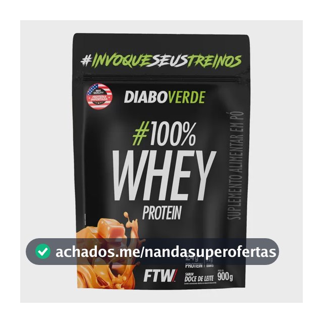 100% Whey Protein 900g Sabor Doce De Leite Diabo Verde - Ftw