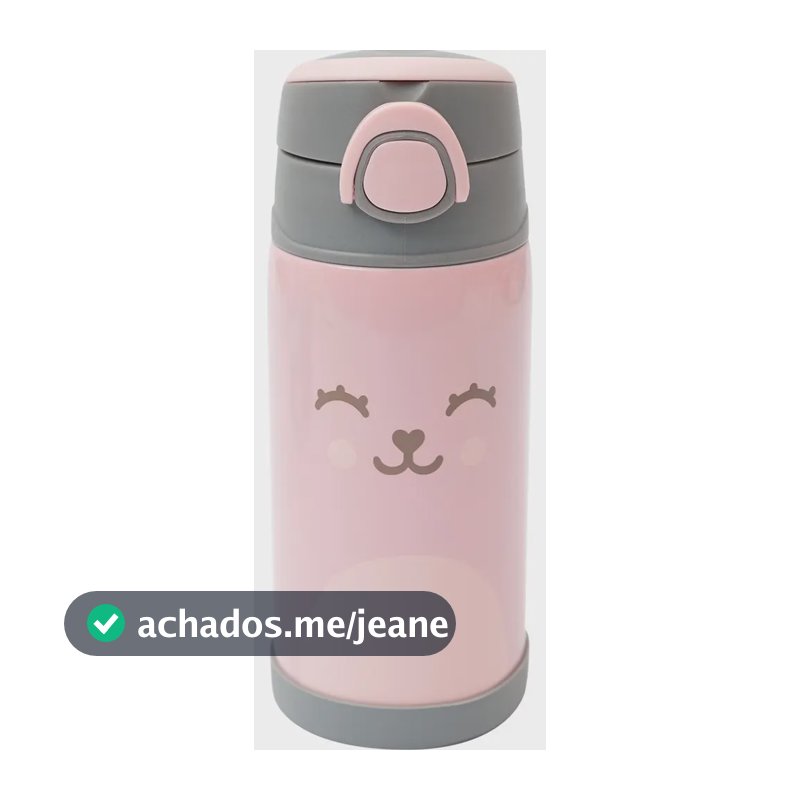 Garrafa Térmica Infantil Rosa Inox Parede Dupla C/ Canudo
