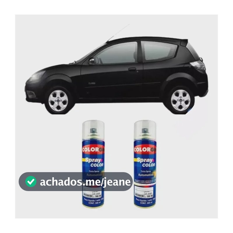 Tinta Spray Automotiva Ford Preto Ebony + Verniz Preto Ebony Verniz