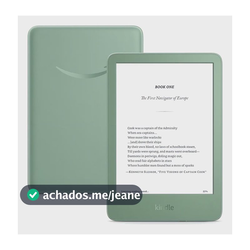 E-Reader Kindle 11th Gen 2024 16GB verde-claro com tela de 6" 300ppp