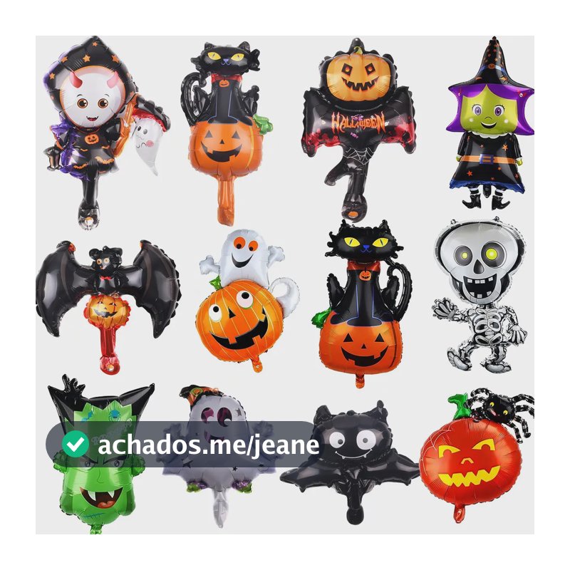 Balões Metalizados Halloween Kit C/ 10 Unidades 40cm Festa