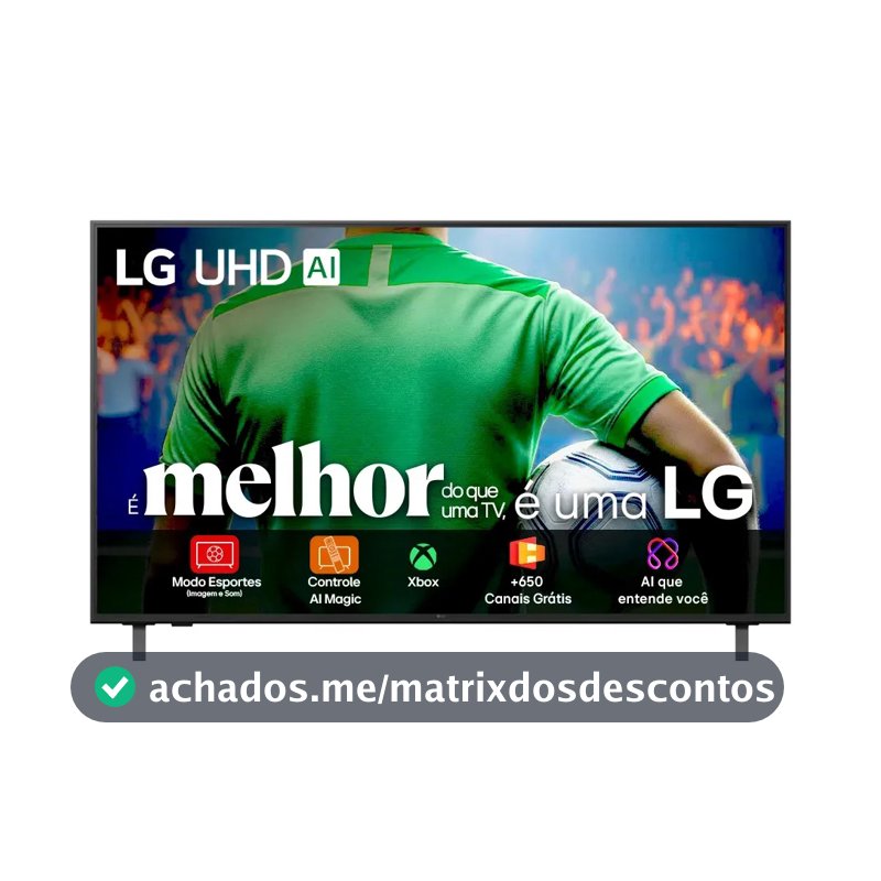 Smart TV LG UHD AI UA85 60 polegadas HDR10 Pro Processador α7 AI Ger 8 webOS 25
