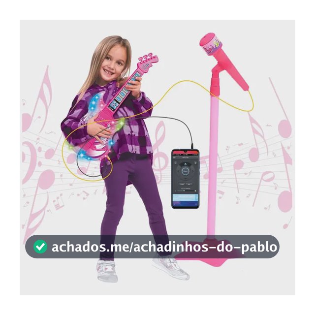 Guitarra E Microfone Infantil Instrumento Brinquedo Musical Cor Rosa Atentu