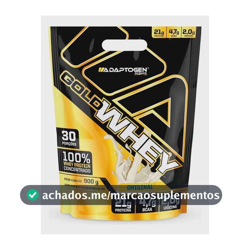 Proteína Adaptogen Gold Whey Original Em Pó Sem Sabor 900g