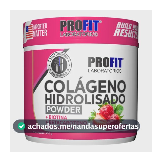 Colágeno Hidrolizado 300g Sabor Morango Suplemento Profit Morango