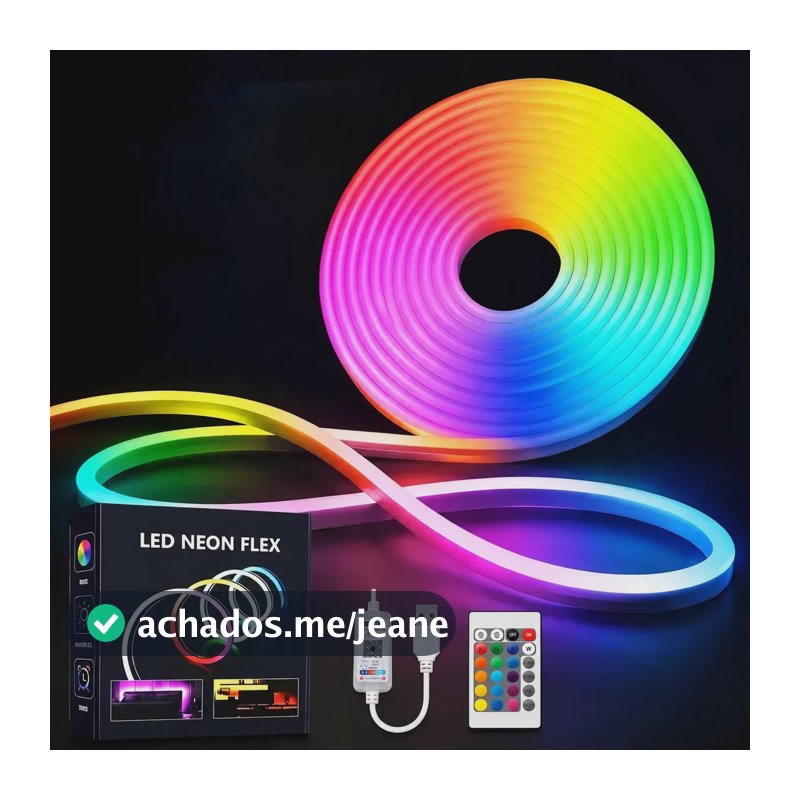 5 Metros Neon Fita Luz Led Flexível Rgb App E Remoto Brilho Rgb
