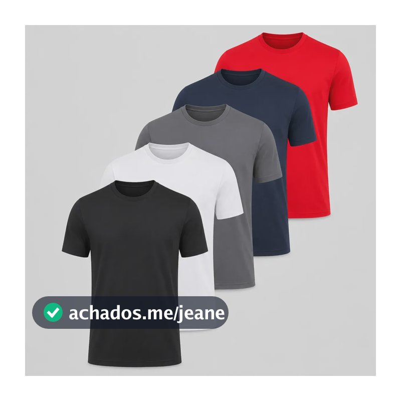 Kit 5 Camisas Masculina Camiseta Básica Malha Fria Oferta Kit 5 Cores Diferentes Básica - Lisa G Liso