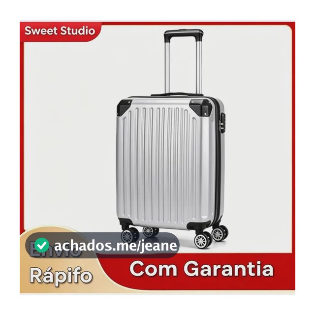 Mala de Bordo Aj Shops Prateada ABS com Rodas Removíveis de 360° para Viagem