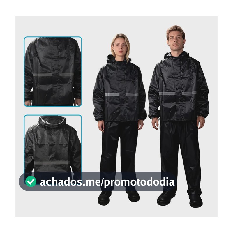 Capa De Chuva Moto Impermeável Pvc Motoqueiro Preto Xxl