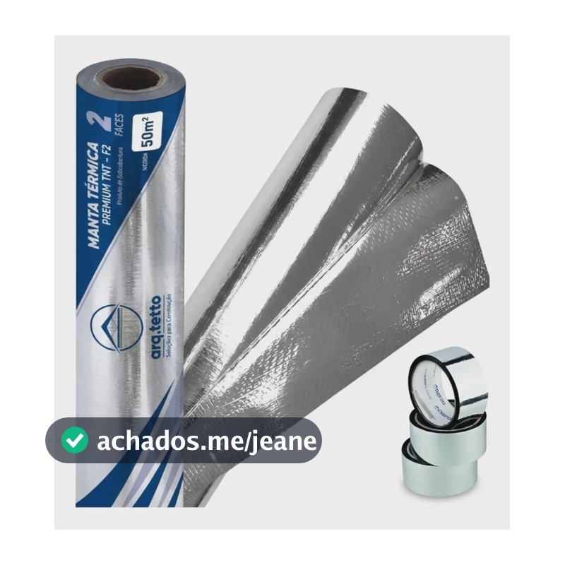 Manta Térmica Premium 2 Faces Telhado 50m2 + Fita Arq. Tetto