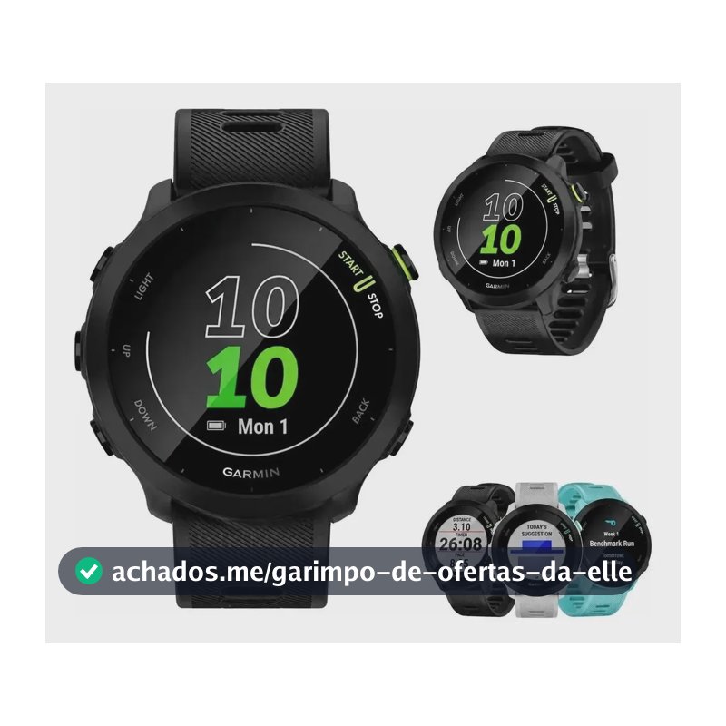 Relógio Garmin Forerunner 55 Preto Monitor Cardíaco Pulso Me Preto Mesh