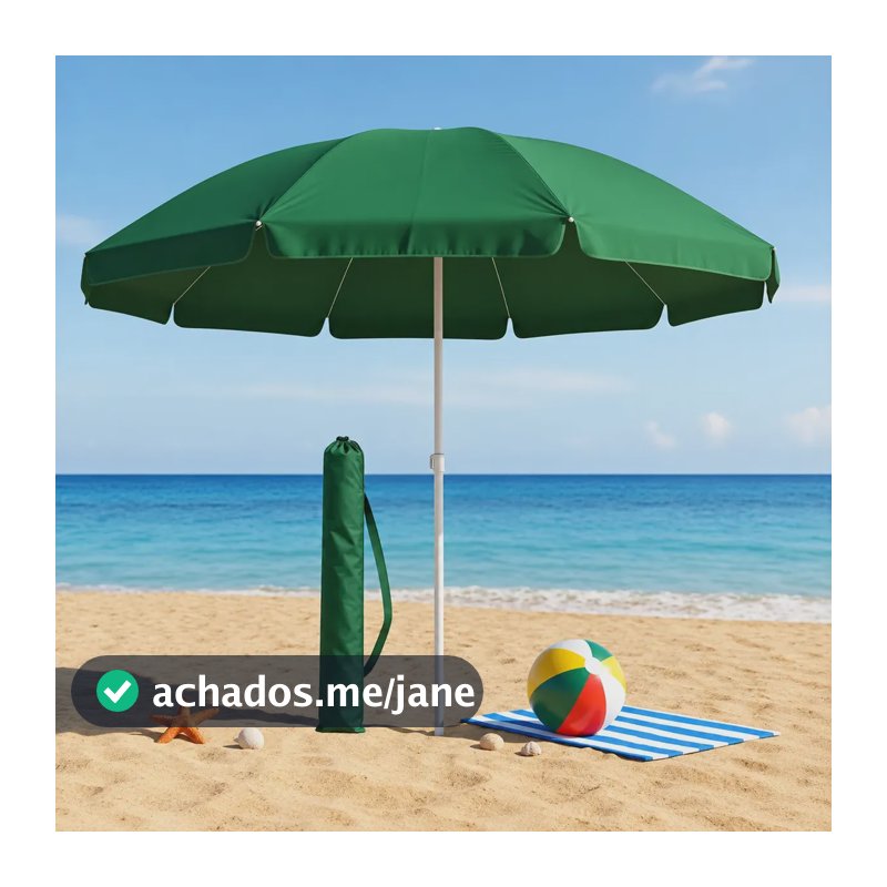 Guarda Sol Gigante 2,40m Uv Praia Piscina Camping Pesca Verão Cor Verde Vai De Tech