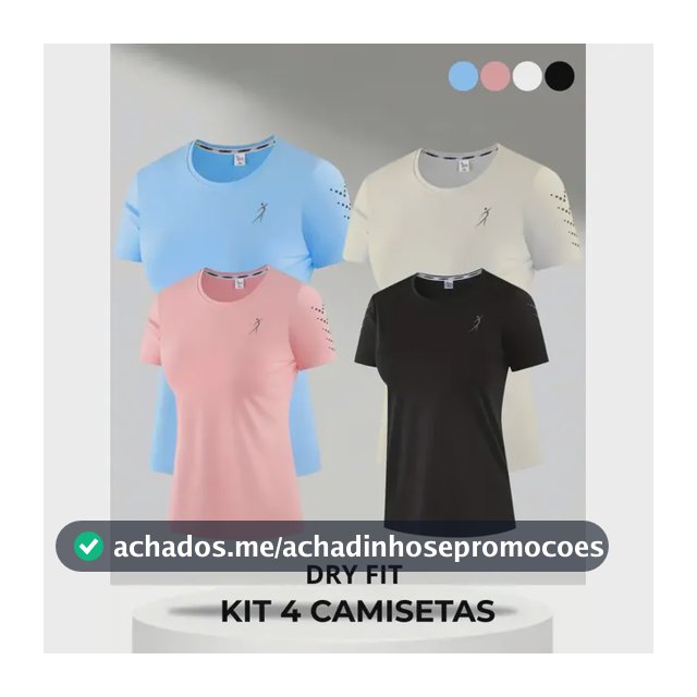 Kit 4 Camisetas Dry Fit Feminina Academia Tecido Levinho
