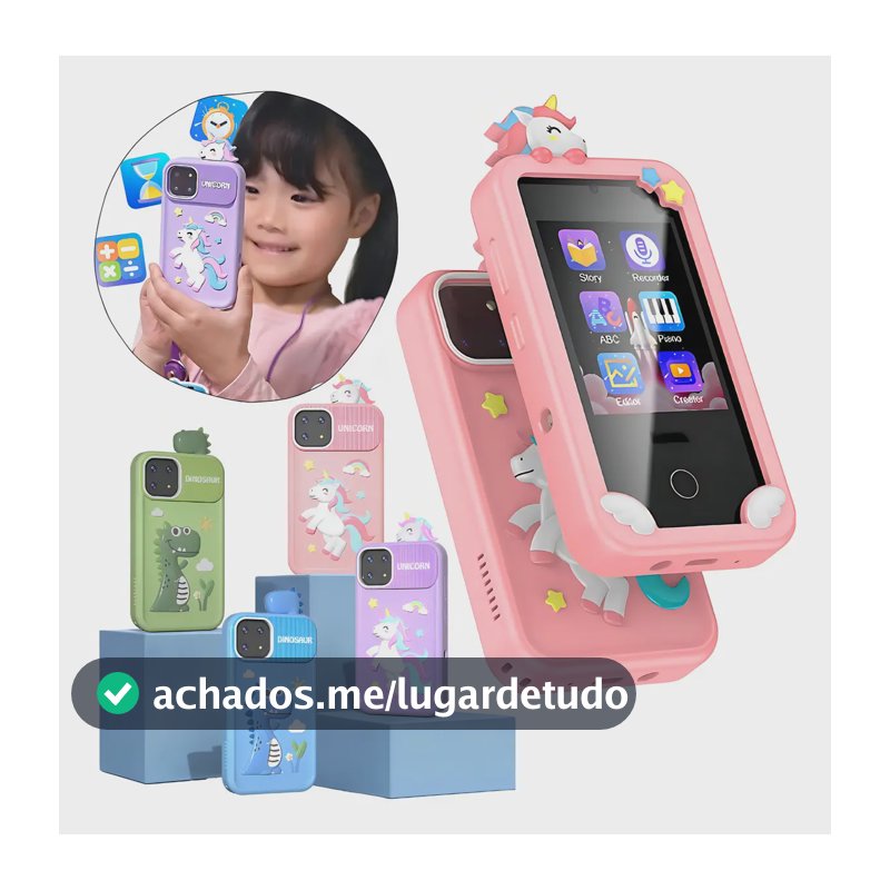 Celular Infantil Telefone De Brinquedo Criança Unicórnio Din Cor Rosa