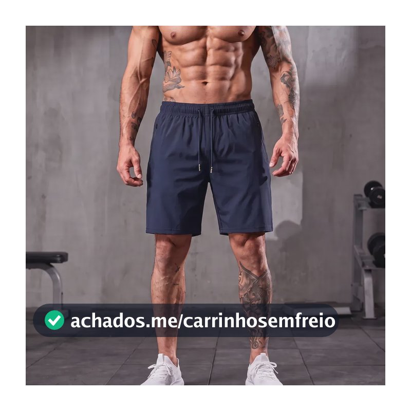 Short Masculino Bermuda Esportiva Slim Fit Secagem Rápida Azul-marinho G