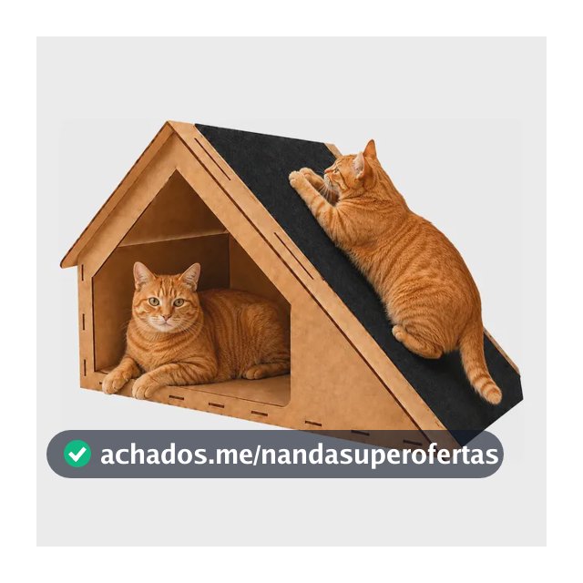 Casinha Gato Toca Arranhador Madeira Mdf Carpete 30x47x36cm Nude