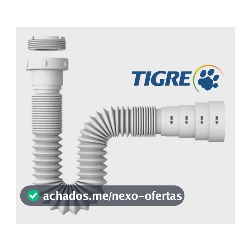 Sifão Sanfonado Ajustável Flexível Multiuso Universal Branco Tigre Ideal Torneiras Pias Lavatórios