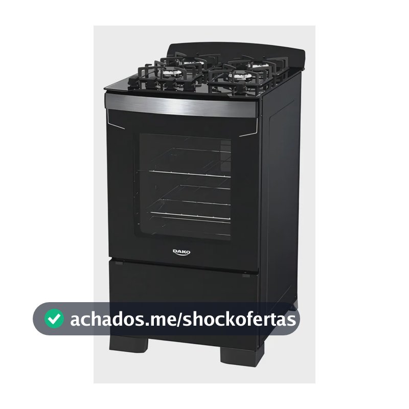 Fogão 4 Bocas Preto A Gás Com Mesa De Vidro Dako Diplomata
