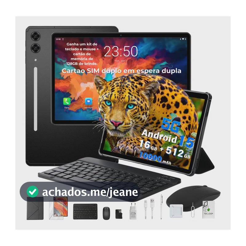 Tablet S10 Android 15 Dual Sim 5g 16gb+512gb+128gb 10000mah Cinza