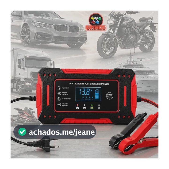 Carregador Inteligente Bateria Automotiva Portátil Veiculos
