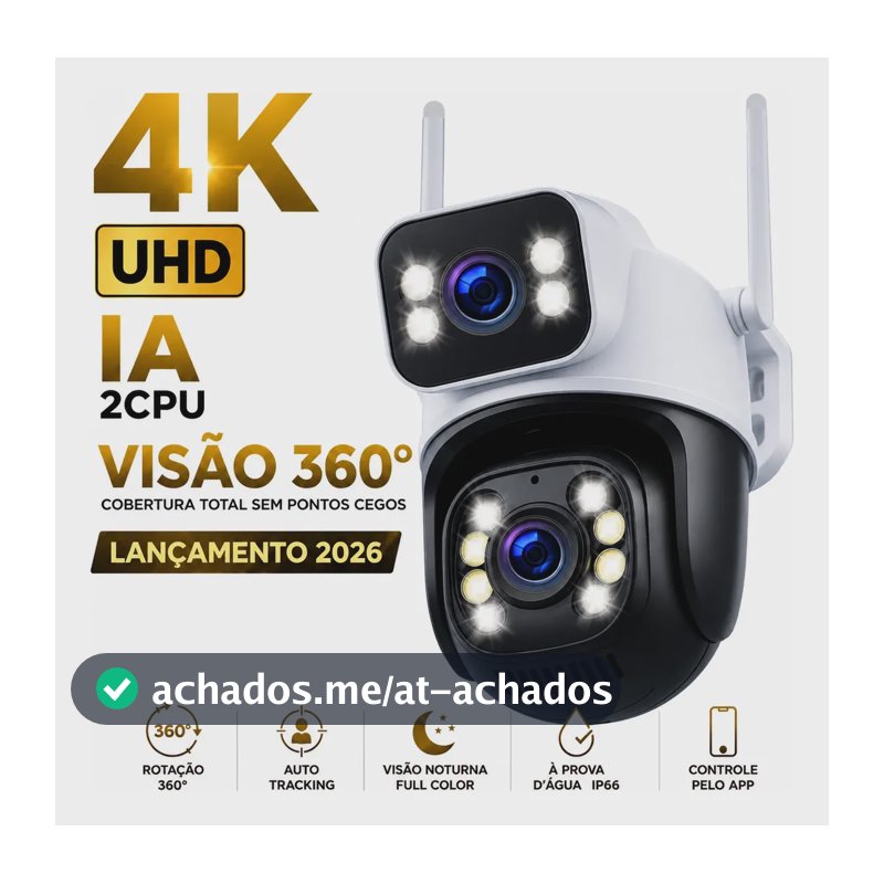 Câmera Segurança Externa Ip Wifi A28 App Icsee A Prova Dagua Ip66 Dome Lente Dupla Lentes 2 Em 1 Vigilancia Visão Noturna Infravermelho 4k Uhd Nova Geração Lançamento 2026 Nexgen