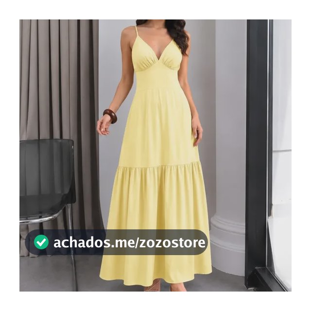 Vestido Feminino Longo Corset Crepe Liso