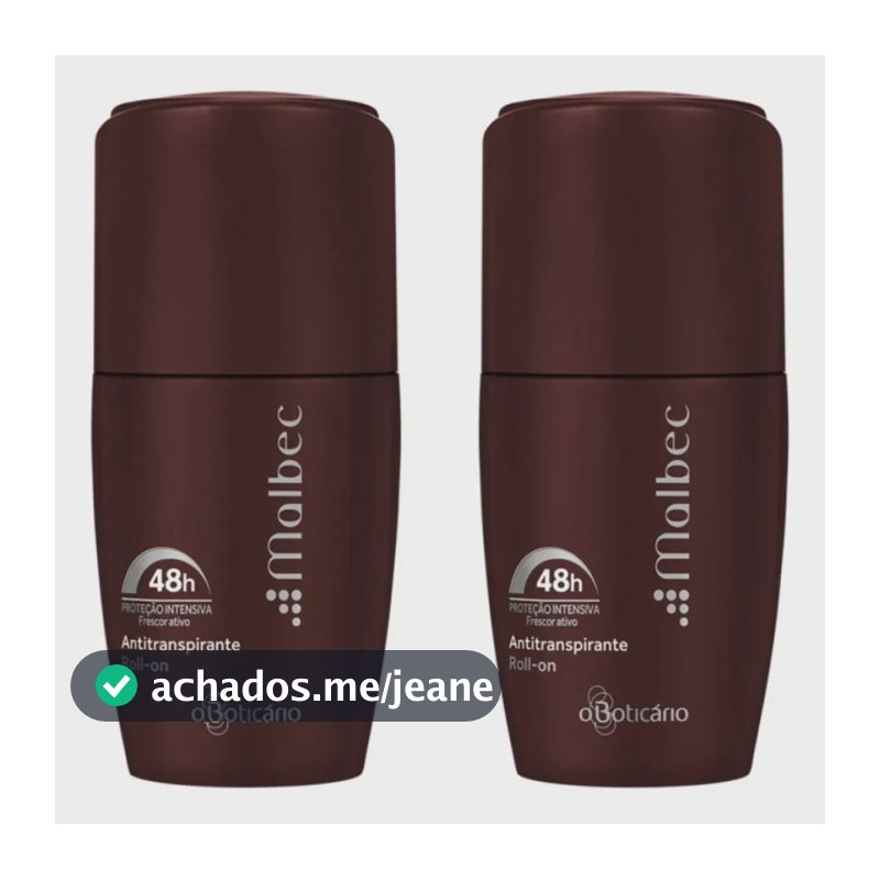 Kit Desodorante Roll-on Antitranspirante Boticário Malbec Masculino 55ml 02 un