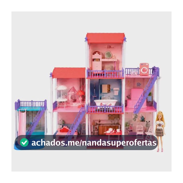 Casinha de Boneca 2 e 3 Andares com Cômodos Grande Móveis Piscina Escorregador Boneca Articulada Maxi Toys - Daisy