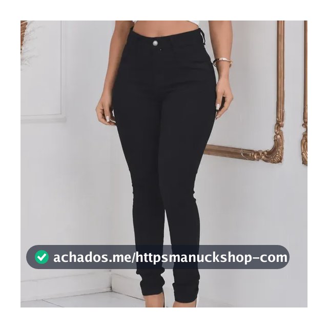 Calça Jeans Feminina Preta Cintura Alta Levanta Bumbum