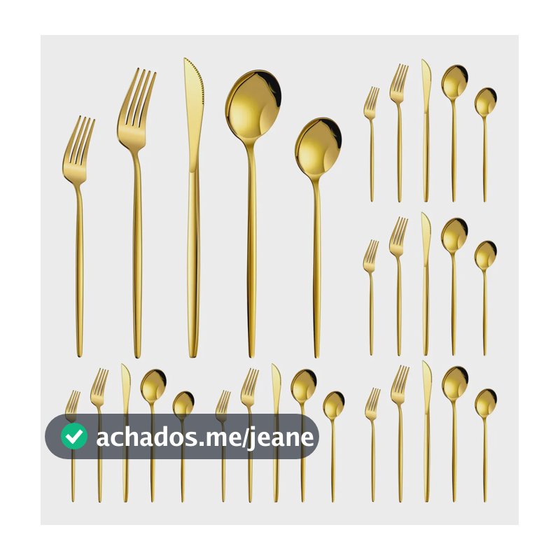 Kit Talheres 30 Peças Jogo De Talheres Inoxidável Faqueiro Dourado